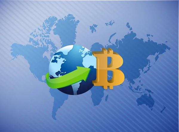 Bitcoin глобус ілюстрація дизайн — стокове фото