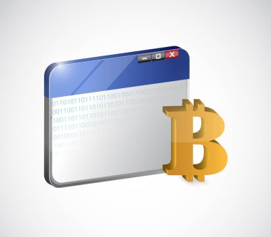 Bitcoin para birimi simgesi ve web tarayıcı
