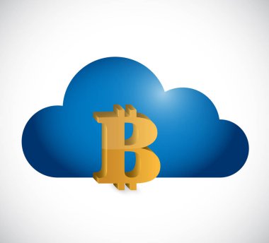 Bitcoin para birimi sembolü ve bulut bilgisayar