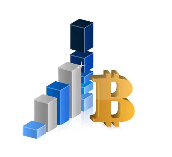 Bitcoin para birimi simgesi ve iş grafiği — Stok fotoğraf