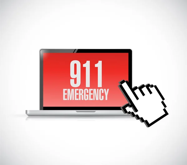 911. nine one one warning message on computer. — Stock Photo, Image