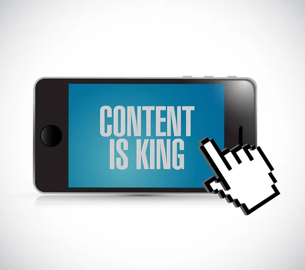 Telefon, innehåll är kung tecken koncept — Stockfoto