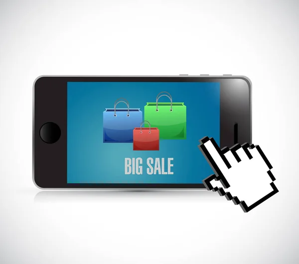 Phone Big sale shopping bags icon concept — Stock Photo, Image