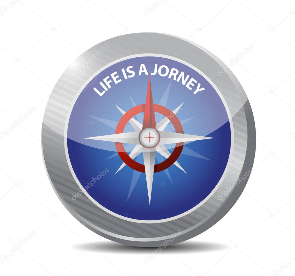 life is a journey compass sign illustration