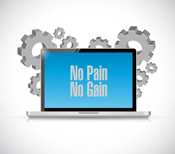 Laptop computer no pain no gain text sign concept — Stock Photo, Image