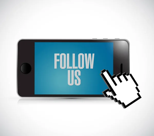 Phone follow us text sign concept illustration — Stock Photo, Image