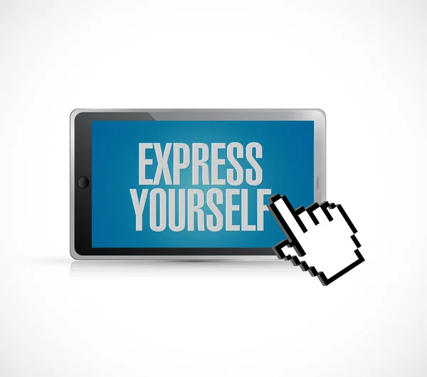 Tablet PC express zelf tekst teken concept — Stockfoto