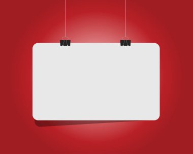 Banner illüstrasyon tasarımı asılı boş beyaz