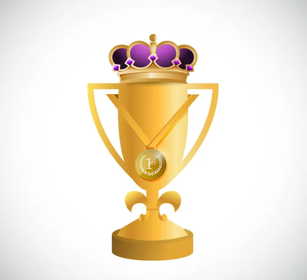 Golden trophy och en kings crown illustration — Stockfoto