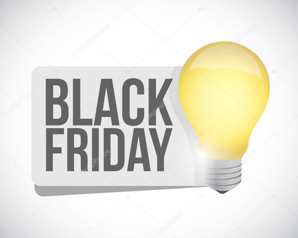 Black friday light bulb sign concept illustration