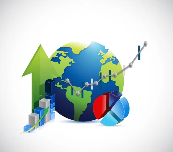 Globe üzleti grafikonok koncepció illusztráció — Stock Fotó