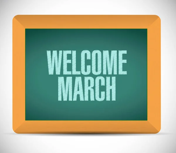 Bem-vindo Março quadro ilustração sinal — Fotografia de Stock
