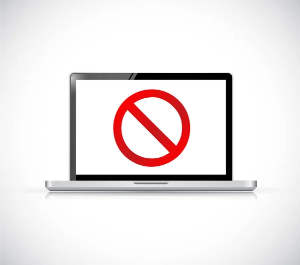 Computer with a negative sign. Dont. — Stock Photo, Image