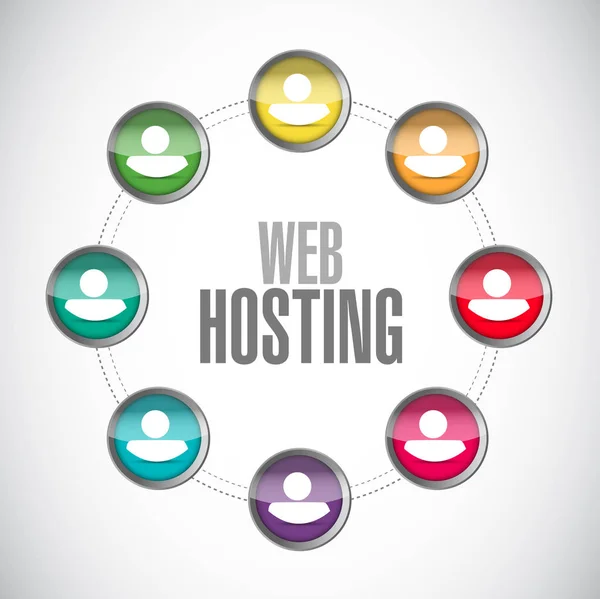 Web hosting people netzwerk unterzeichnen konzept — Stockfoto