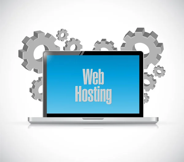 Web hosting ordenador portátil signo concepto —  Fotos de Stock