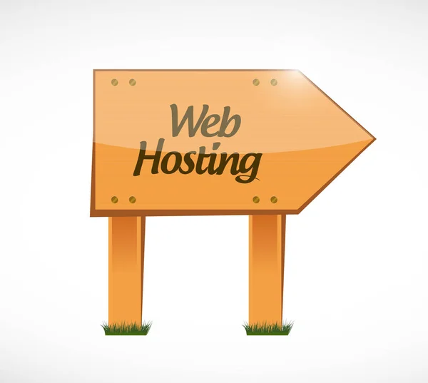 Web hosting trä sign koncept — Stockfoto