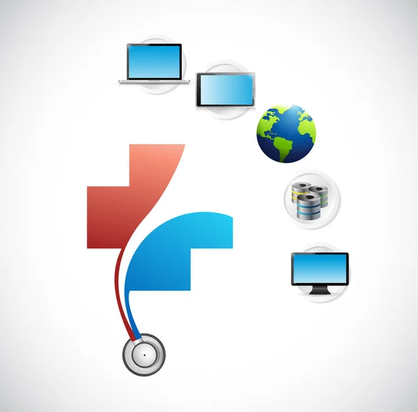 Conceito de rede tecnológica internacional de cuidados de saúde — Fotografia de Stock