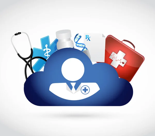 Archiviazione dati medico e cloud computing. isolato — Foto Stock