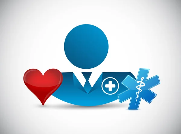 Doctor and love heart. isolated illustration — Stock Photo, Image