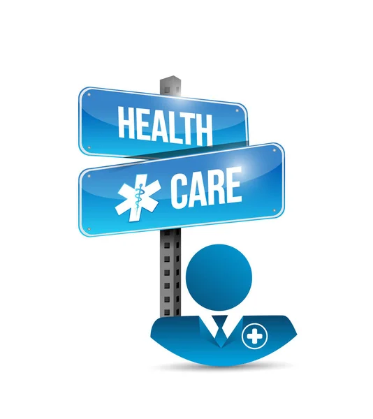 Health care doctor and street sign. isolated — Stock Photo, Image