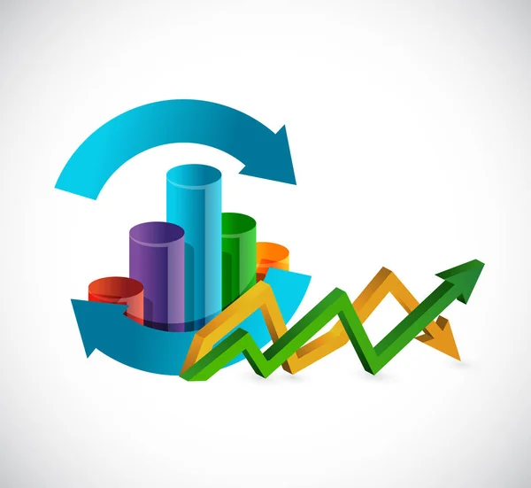 Gráfico de ciclo. Arriba y abajo gráfico de flecha de negocios —  Fotos de Stock