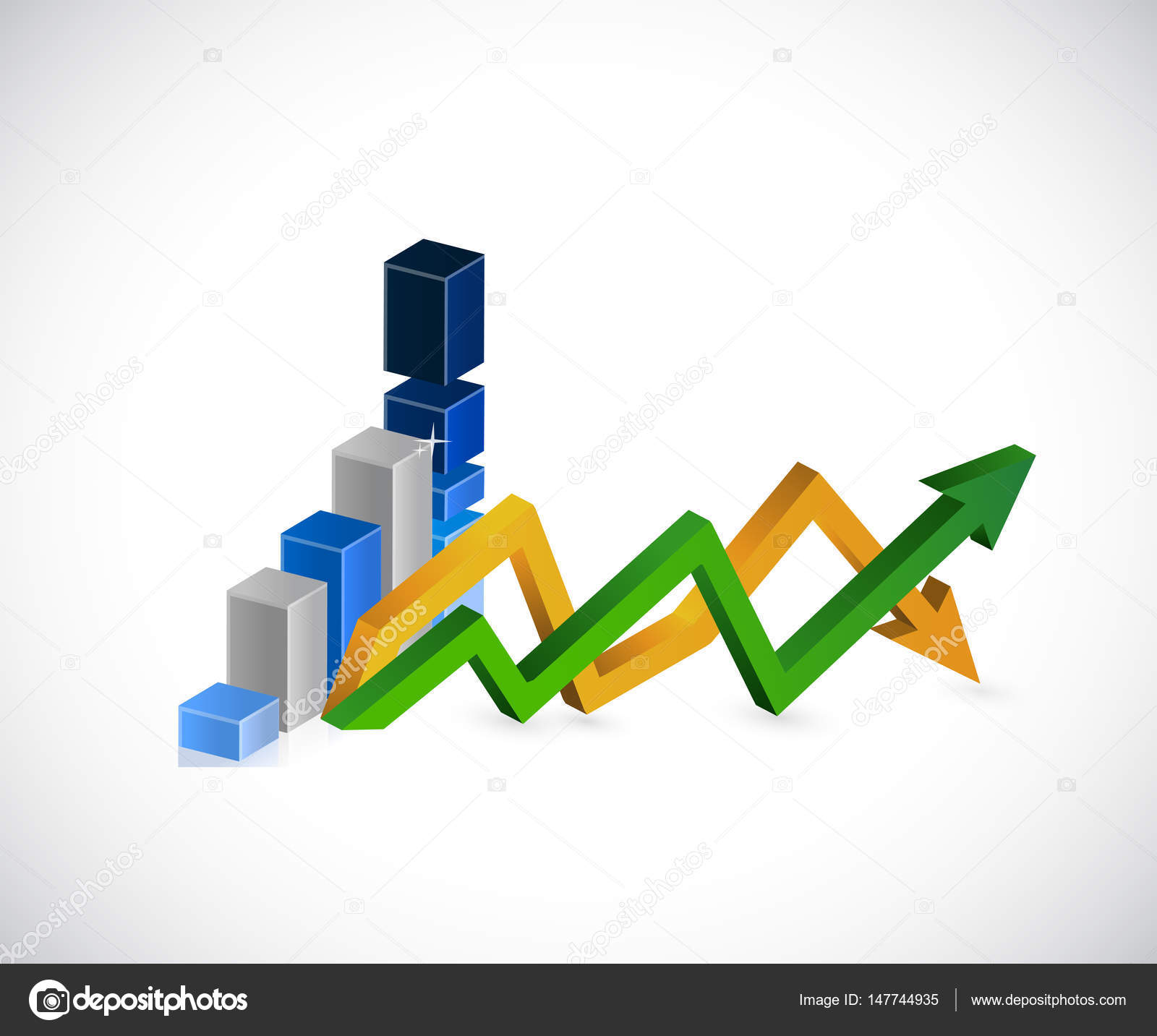 Blue Graph Up And Down Business Arrow Chart Stock Photo Image By C Alexmillos