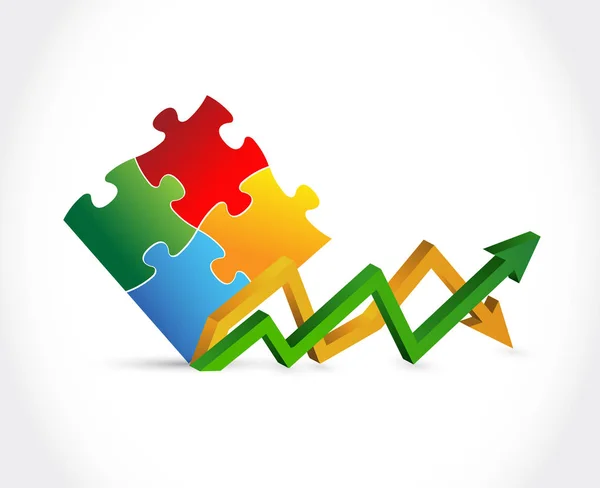 Puzzle-darabokat. fel-le üzleti nyíl diagram — Stock Fotó