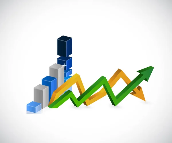 Blue graph up and down business arrow chart — Stock Photo, Image