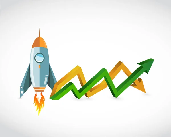Preços de foguete para cima e para baixo gráfico de seta de negócios — Fotografia de Stock