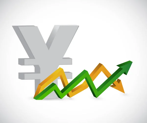 Yenen vinster. upp och ner piltangenterna graf isolerade — Stockfoto