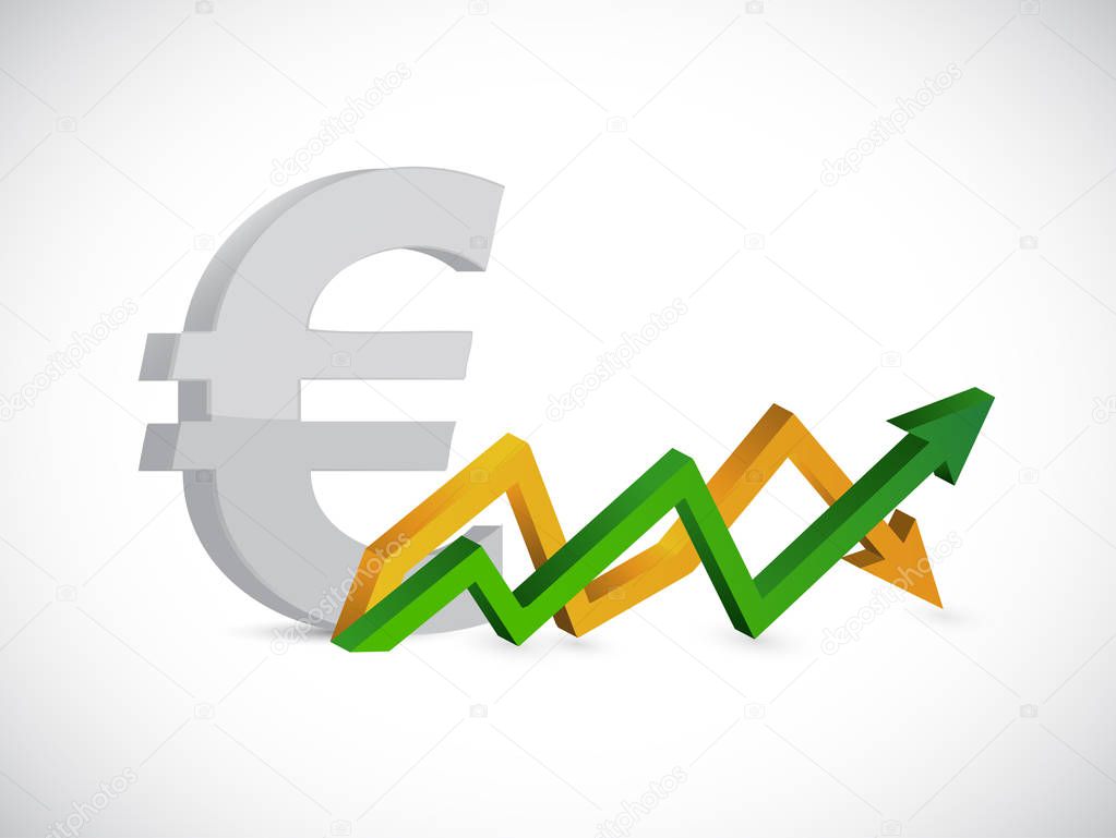 Euro profits. up and down arrow graph