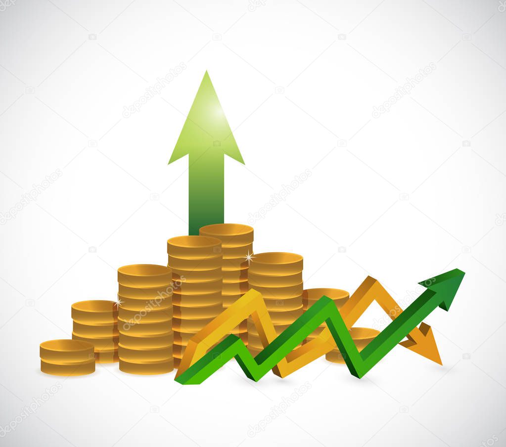 profits up and down arrow graph isolated
