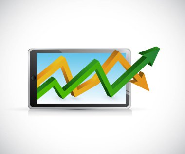 kar grafiği bir tablet üzerinde. Konsept illüstrasyon