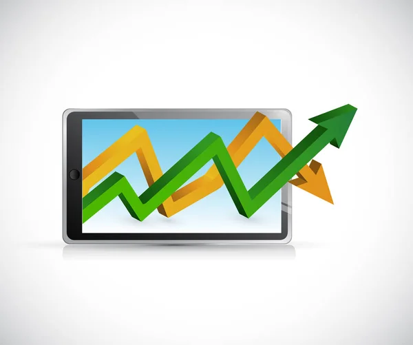 Gráfico de ganancias sobre una tableta. ilustración conceptual —  Fotos de Stock