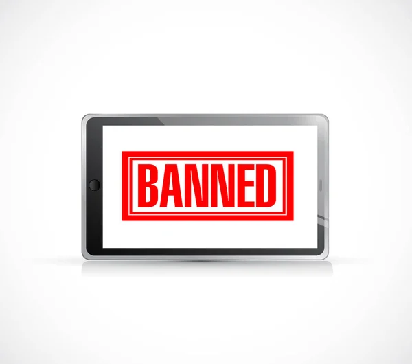 Banned stamp over a tablet. illustration design — Stock Photo, Image