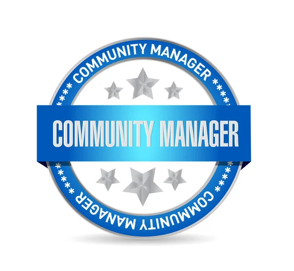 Community Manager försegla tecken koncept — Stockfoto