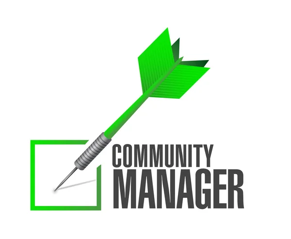 Community Manager comprueba el concepto de señal de dardo — Foto de Stock