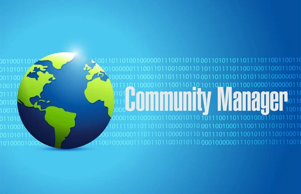 Community Manager binary globe sign concept — Stock Photo, Image
