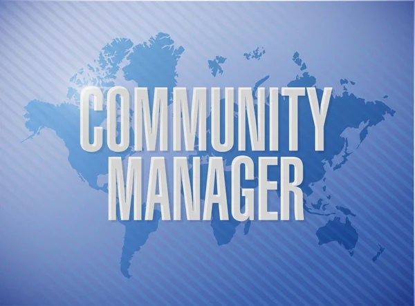 Community Manager świata Mapa znak koncepcja — Zdjęcie stockowe