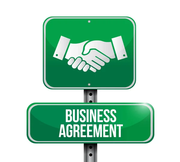 Business agreement handshake road sign — Stock Photo, Image