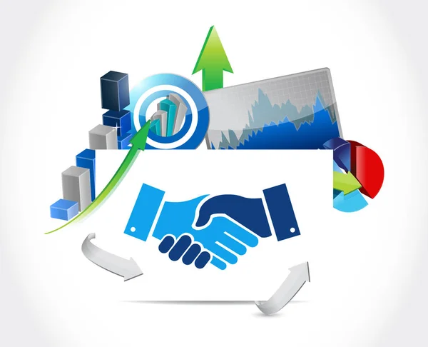 Accordo commerciale handshake graph concept — Foto Stock
