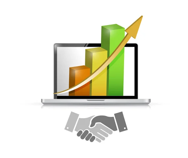 Business computer agreement handshake concept — Stock Photo, Image