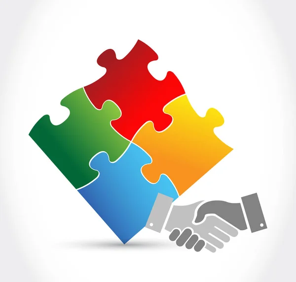 Puzzle obrázek handshake koncepce jednoty — Stock fotografie