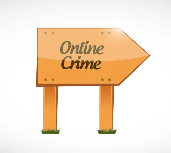 Online crime wood sign concept illustration — Stock Photo, Image