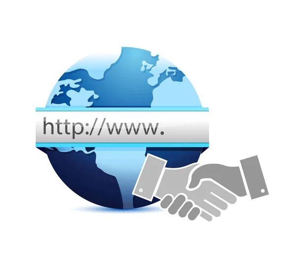 Business online globo handshake concetto — Foto Stock