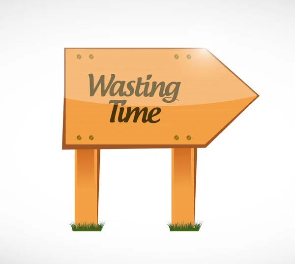 Wasting time wood sign concept illustration — Stock Photo, Image