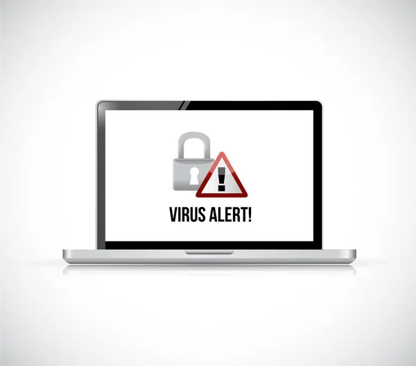 Alerta de virus en un ordenador portátil. Concepto —  Fotos de Stock