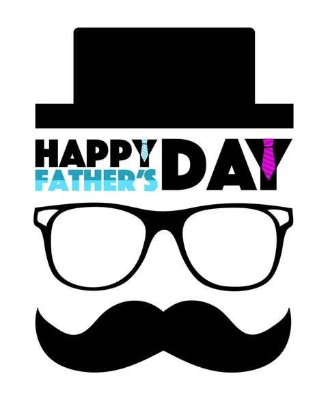 Zadowolony Ojcowie dzień kapelusz, okulary i wąsy — Zdjęcie stockowe