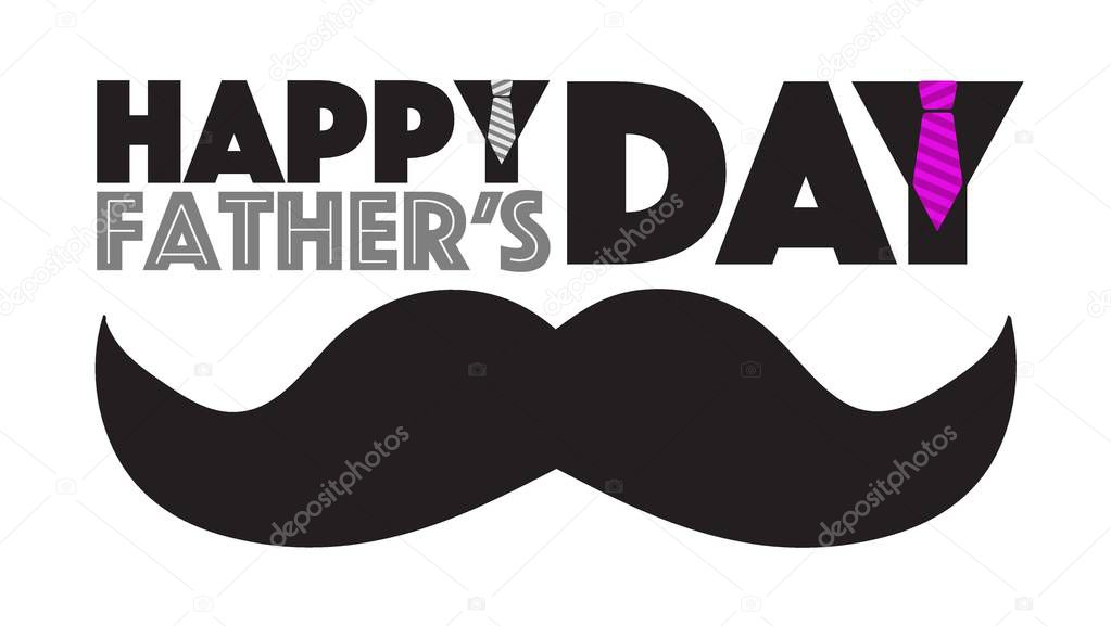 Happy fathers day mustache sign isolated over a white background