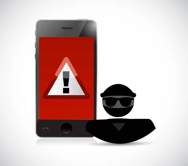 Security warning. Hacker and smart phones — Stock Photo, Image